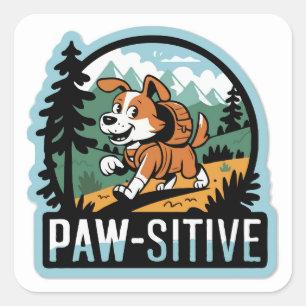 Outdoor Adventure 'Paw-sitive' Vibes Dog Square Sticker