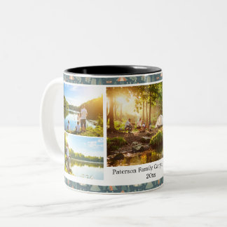 Outdoor Adventure Photo Collage Hiking Camping Two-Tone Coffee Mug