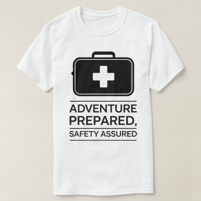 Outdoor Adventure Safety First Aid Kit Design T-Shirt (Design Front)