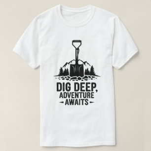 Outdoor Adventure Shovel and Mountain Hiking Art T-Shirt