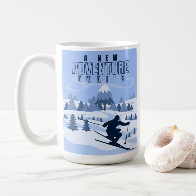  Outdoor Adventure snowboarding Winter  Coffee Mug (With Donut)