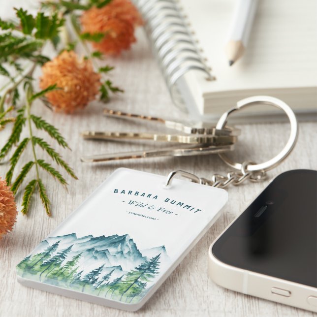 Outdoor Adventure Travel Mountain Pine Forest Key Ring (Front Right)