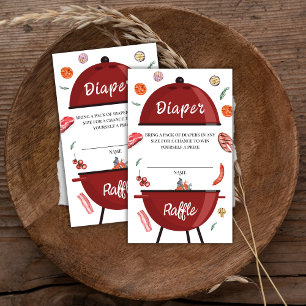 Outdoor Backyard BBQ Diaper Raffle Baby Shower  Enclosure Card