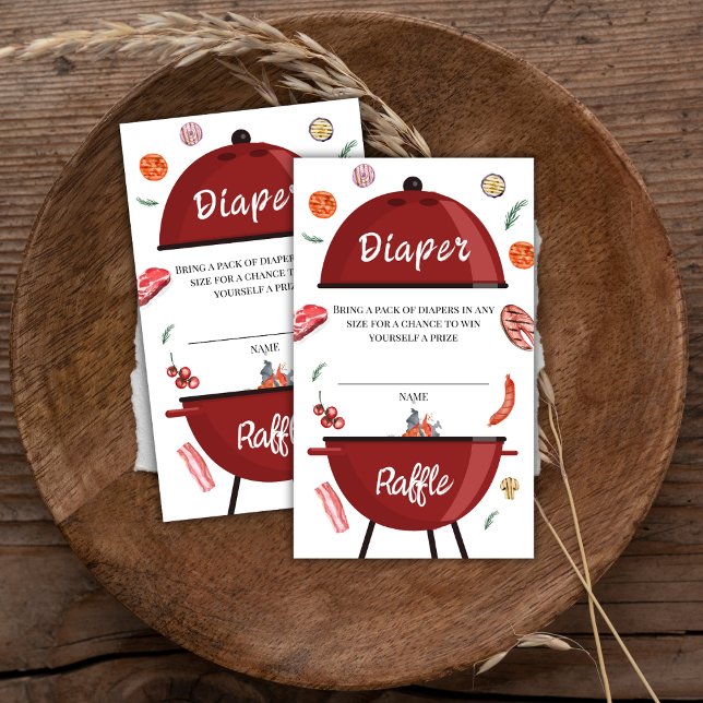 Outdoor Backyard BBQ Diaper Raffle Baby Shower  Enclosure Card (Outdoor Backyard BBQ Diaper Raffle Baby Shower Enclosure Card)