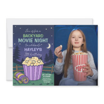 Outdoor Backyard Movie Night Birthday Photo