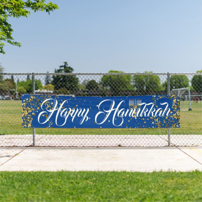 Outdoor Banner-Happy Hanukkah Banner (Insitu)