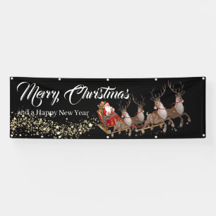 Outdoor Banner Santa Reindeers Merry Christmas