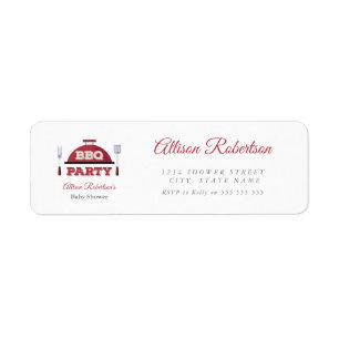 Outdoor BBQ Baby Shower Return Address  Return Address Label