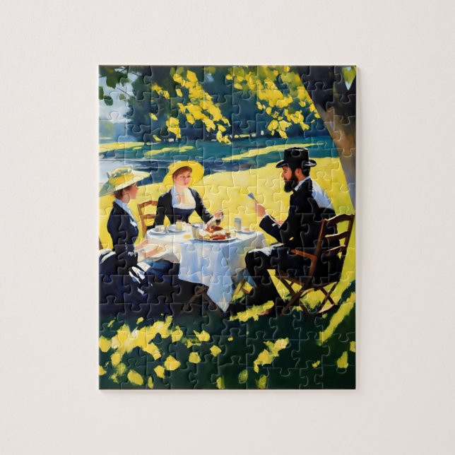Outdoor Breakfast Scene: 19th Century artwork Jigsaw Puzzle (Vertical)