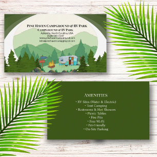 Outdoor Campground RV Park Rustic Design Business Card