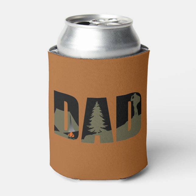 Outdoor camping dad happy camper can cooler (Can Front)