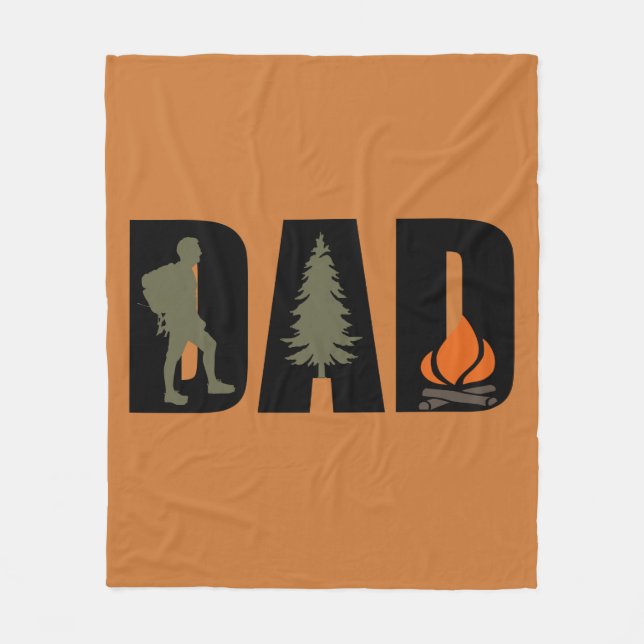 Outdoor camping dad happy camper fleece blanket (Front)