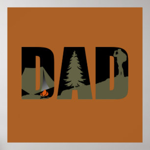 Outdoor camping dad happy camper poster