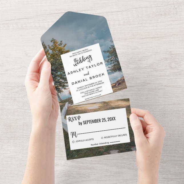 Outdoor Ceremony Trees Summer Floral Wedding All In One Invitation (Tearaway)