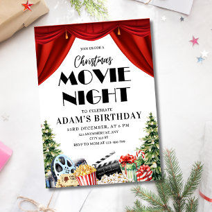 Outdoor Christmas Celebration Movie Night Birthday Invitation