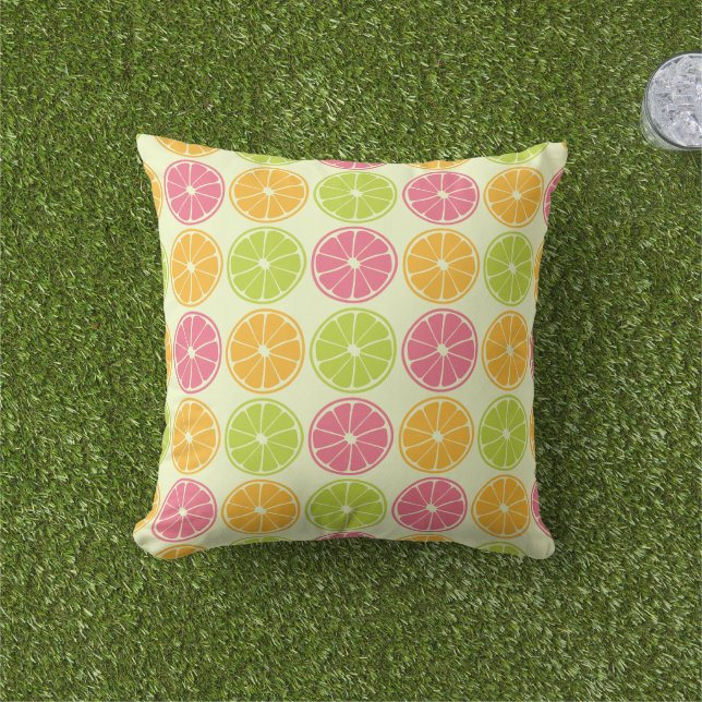 Outdoor Citrus Pattern Throw Pillow (Grass)