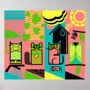 outdoor cute creatures poster