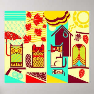 outdoor cute creatures poster
