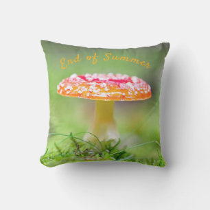 Outdoor End of summer fall red mushroom photo Cushion