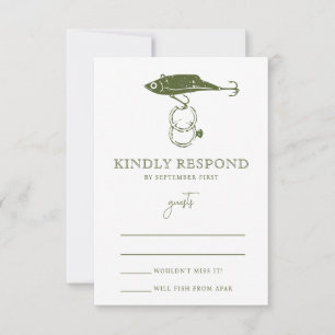 Outdoor Fishing Lure Hook Wedding Ring RSVP Card