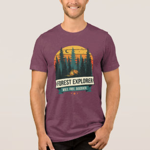 Outdoor Forest Explorer Camping Adventure Retro Tri-Blend Shirt