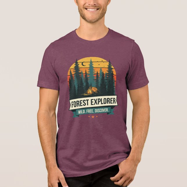 Outdoor Forest Explorer Camping Adventure Retro Tri-Blend Shirt (Front)