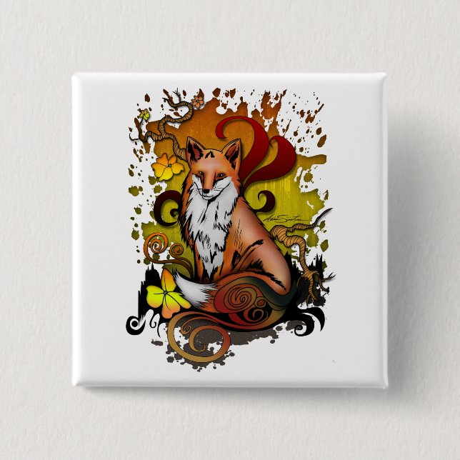 Outdoor Fox 15 Cm Square Badge (Front)