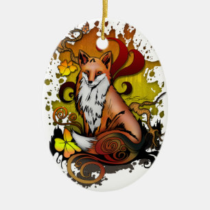 Outdoor Fox Ceramic Tree Decoration