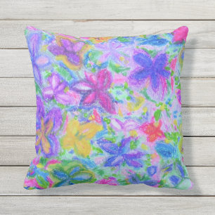 Outdoor Garden Cushion Pretty Pastel Floral