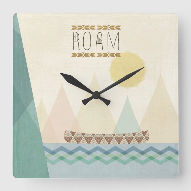 Outdoor Geo II | Roam Square Wall Clock (Front)