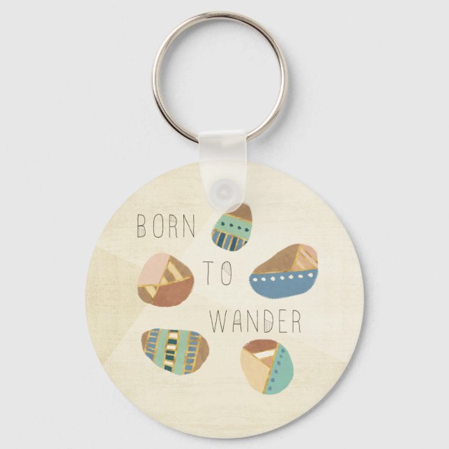 Outdoor Geo IX | Born to Wander Key Ring (Front)