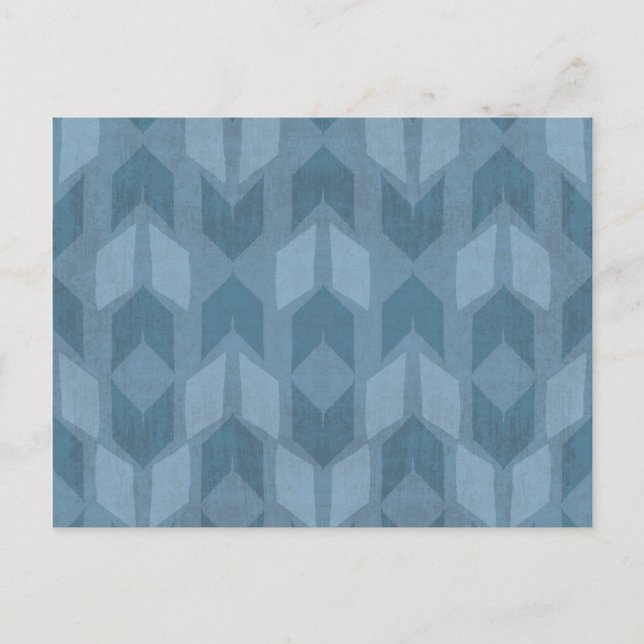 Outdoor Geo Step | Blue Arrow Pattern Postcard (Front)