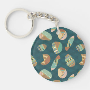 Outdoor Geo Step Blue Pattern Key Ring