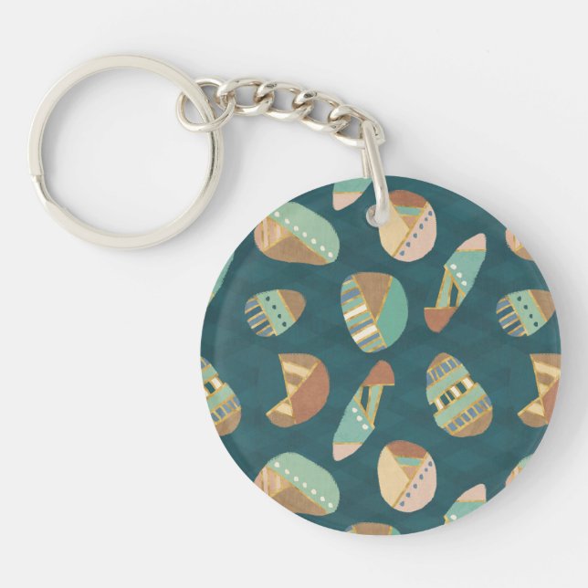 Outdoor Geo Step | Blue Pattern Key Ring (Front)