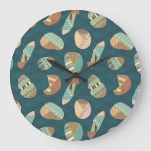 Outdoor Geo Step   Blue Pattern Large Clock