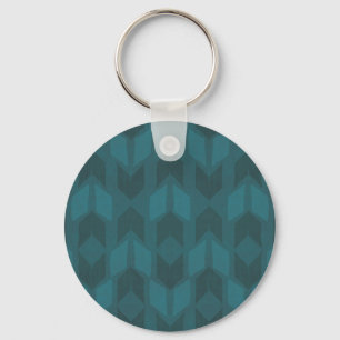 Outdoor Geo Step   Dark Teal Pattern Key Ring