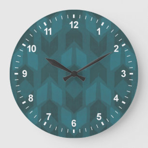 Outdoor Geo Step Dark Teal Pattern Large Clock