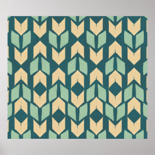 Outdoor Geo Step   Geometric Teal Arrow Pattern Poster
