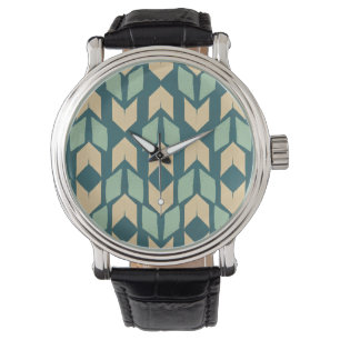 Outdoor Geo Step   Geometric Teal Arrow Pattern Watch