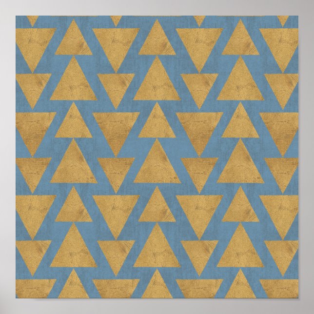Outdoor Geo Step | Gold & Blue Pattern Poster (Front)