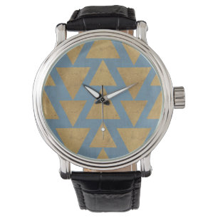 Outdoor Geo Step   Gold & Blue Pattern Watch