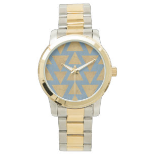 Outdoor Geo Step Gold & Blue Pattern Watch