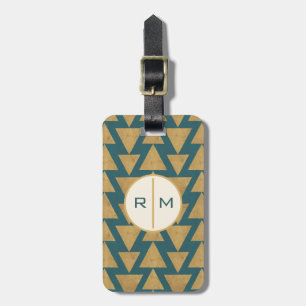 Outdoor Geo Step   Gold & Dark Teal Pattern Luggage Tag