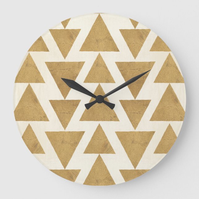 Outdoor Geo Step | Gold Geometric Pattern Large Clock (Front)