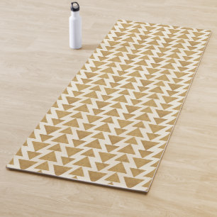 Outdoor Geo Step Gold Geometric Pattern Yoga Mat