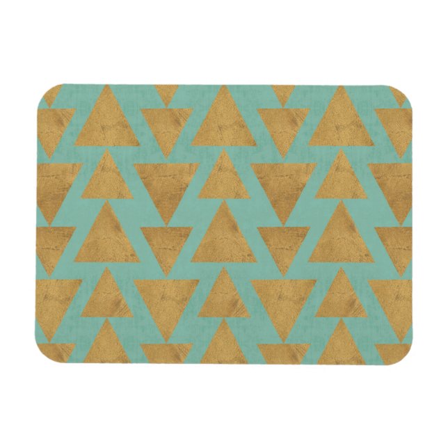 Outdoor Geo Step | Gold & Teal Pattern Magnet (Horizontal)