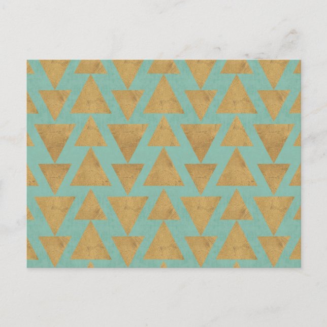 Outdoor Geo Step | Gold & Teal Pattern Postcard (Front)
