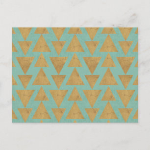 Outdoor Geo Step   Gold & Teal Pattern Postcard
