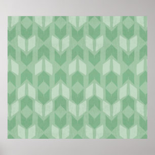Outdoor Geo Step   Green Arrow Pattern Poster