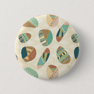 Outdoor Geo Step Teal Pattern 6 Cm Round Badge